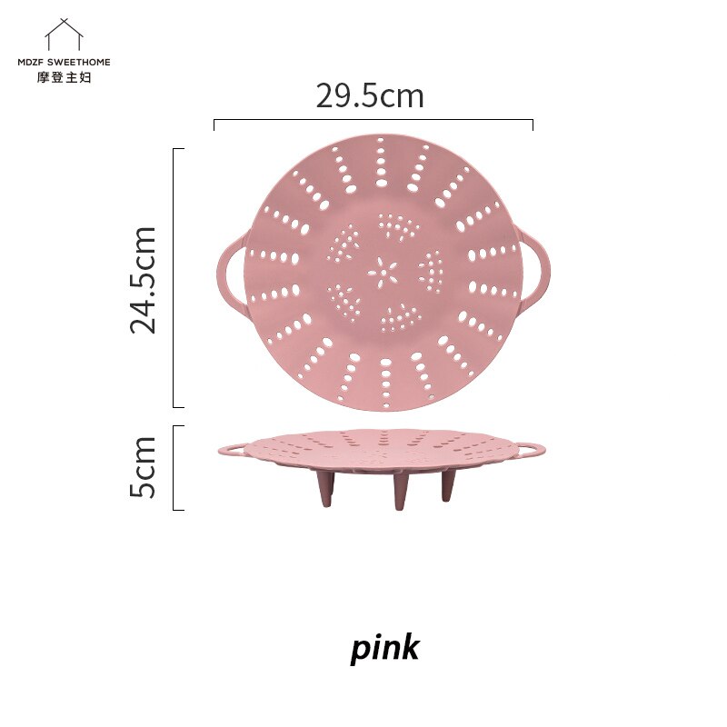 MDZF søt hjem Silikon Dampinnsats 29.5cm - Varmebestandig Dampbakke Kjøkkenredskap: Rosa