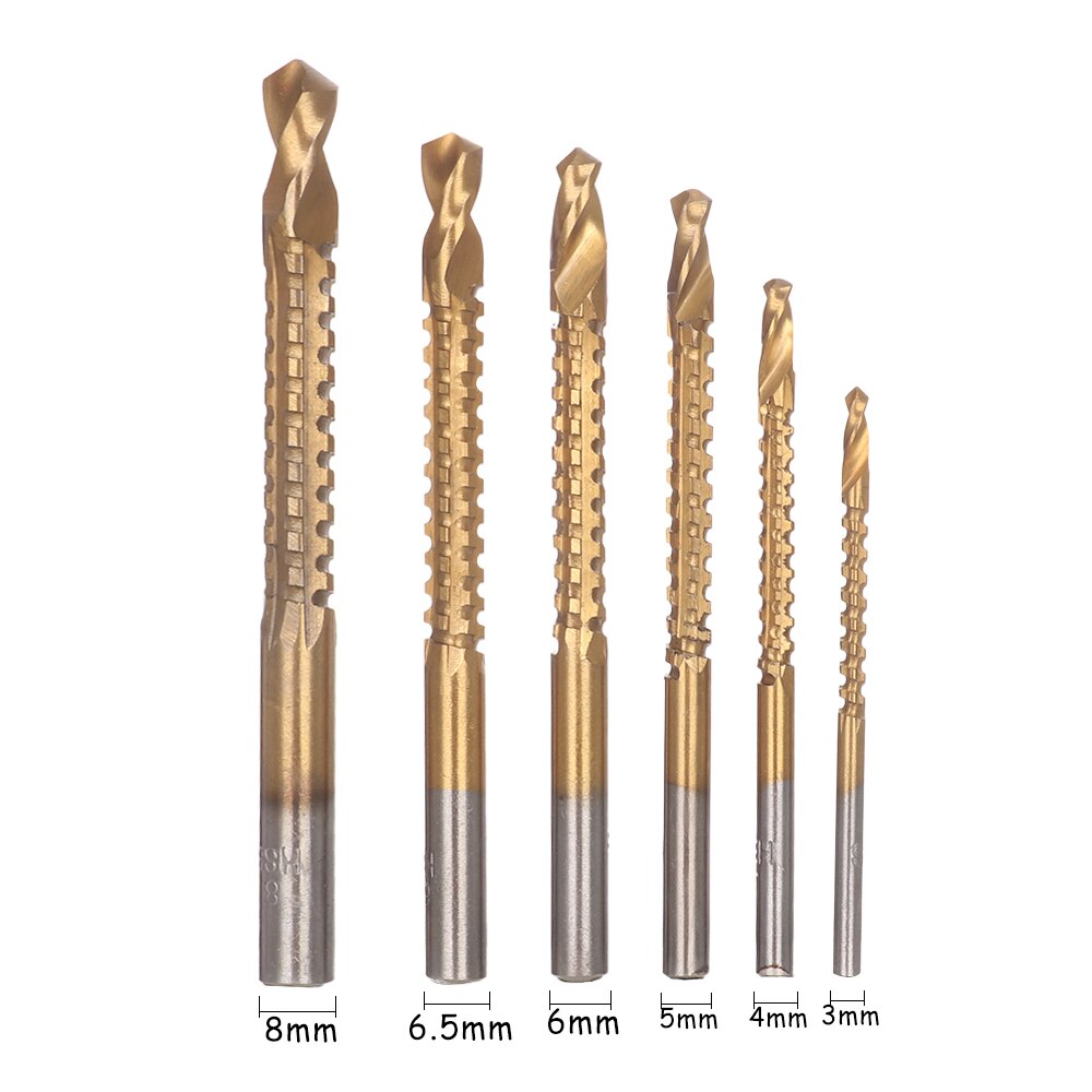 1/6 pièces 3/4/5/6/6. 5/8mm scie perceuse à bois perceuse à bois outil à main HSS haute vitesse en acier titane enduit forets outils ensemble