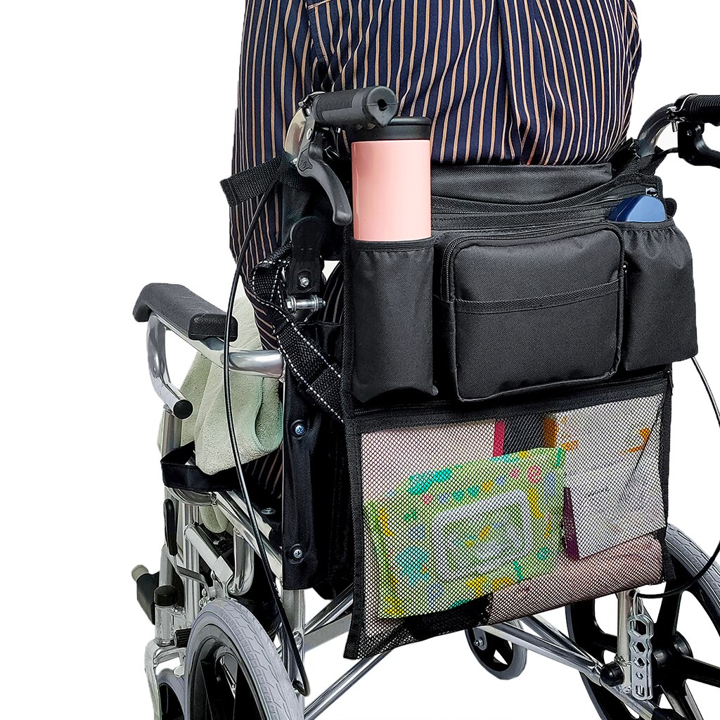 Stor kapacitet rullstolsrygg förvaringsväska rollator hängande ficka organiseringsficka