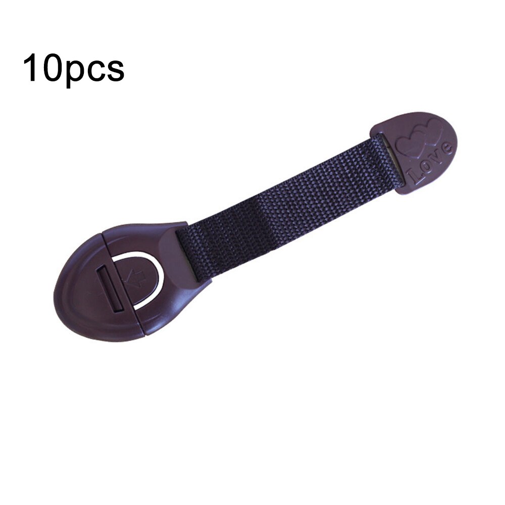 10pcs/lot Brown Cabinet Safety Lock for Baby Furniture Door Drawer Lock Refrigerator Safety Locks Child Proof Infant Protector: Coffee