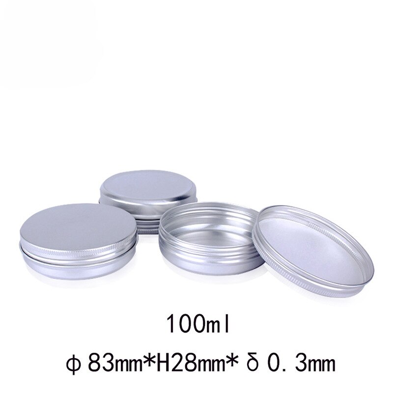 Tarros de aluminio de 60g, 80g, 100g, 150g, 200g, 250g, contenedor de lata de protector labial con tapa de rosca, caja de latas de té de vela, 50 Uds.