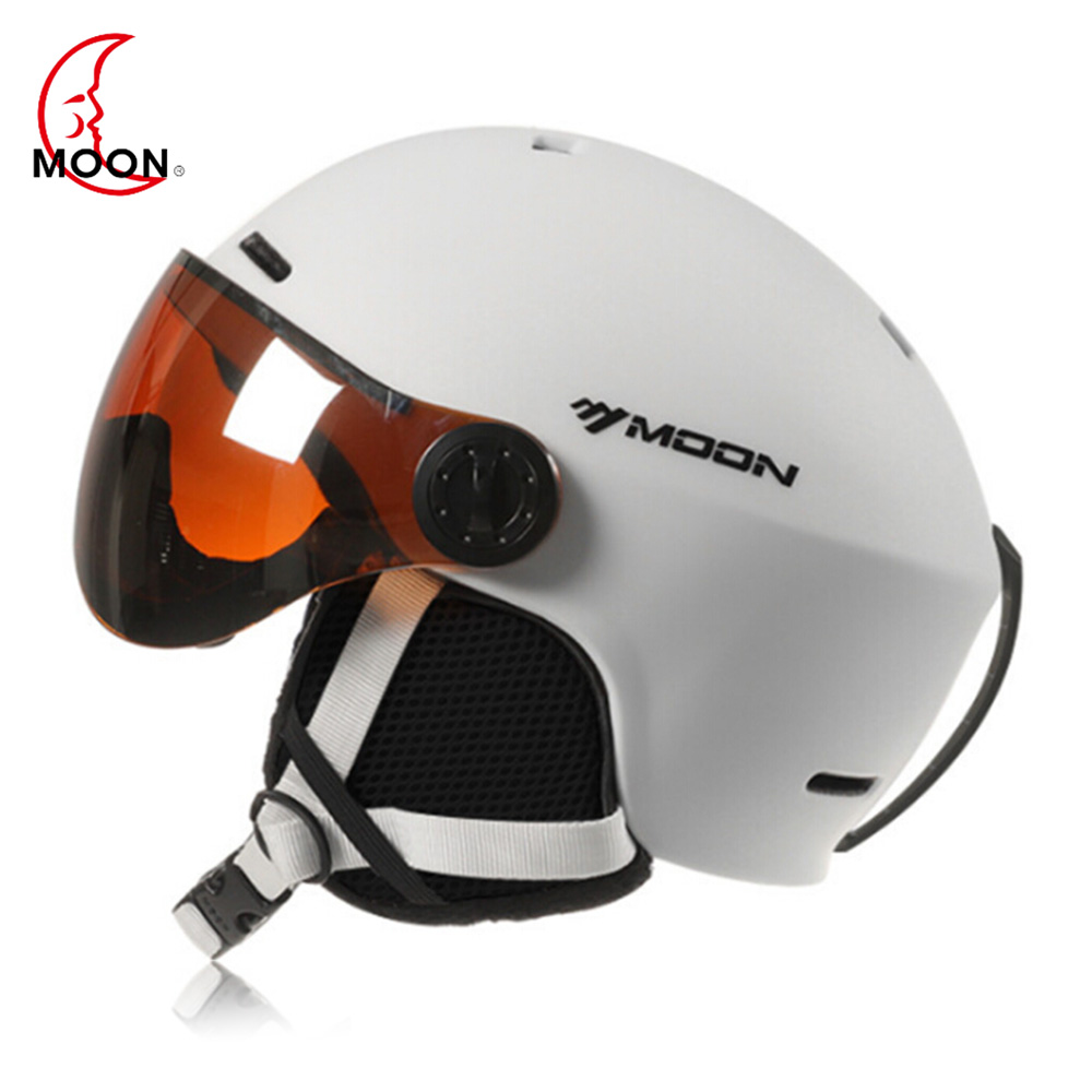 Moon Sports Helmets Goggles Skiing Helmet Men Women Outdoor Integrated Cycling Helmet Ski Snowboard Skateboard Helmets: White / M
