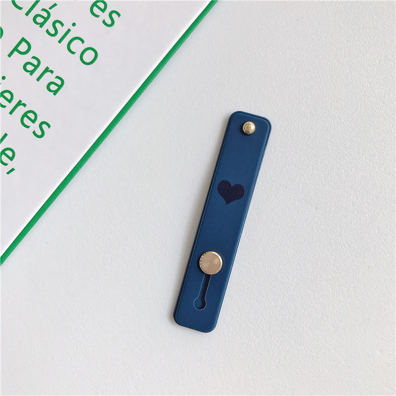 1 pz Candy color cuore custodia per cellulare staffa supporto per cinturino da polso push stretch cinturino da polso in silicone supporto per impugnatura per dito: Dark Blue -heart