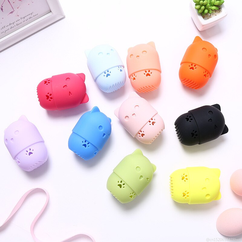 1 pièces Silicone souple poudre bouffée support de séchage oeuf support Pad maquillage éponge présentoir cosmétique éponge caisse bouffée directe