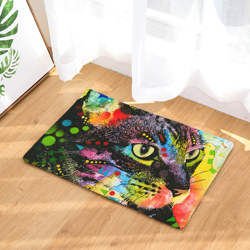 Felpudos de bienvenida con estampado de animales y gatos, alfombras de baño y cocina, felpudos de gato, Tapete antideslizante para el salón