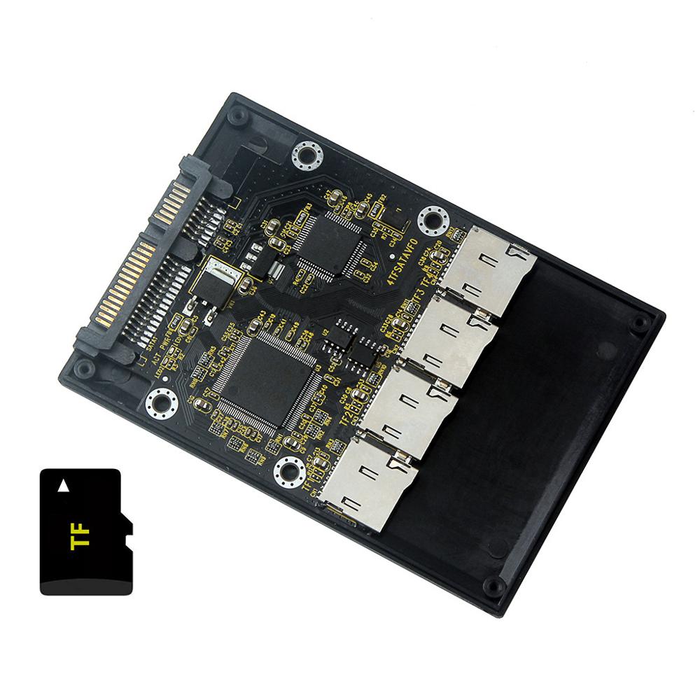 4 micro sd tf kort  to 22 pin sata adapter kort 2.5 " hdd kabinett med raid 0 multi tf kort til sata