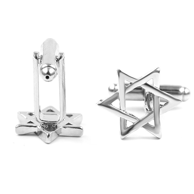 Gemelos circulares geométricos para hombre, estrella de David, estrella de joyería, gemelos de camisa para hombre,