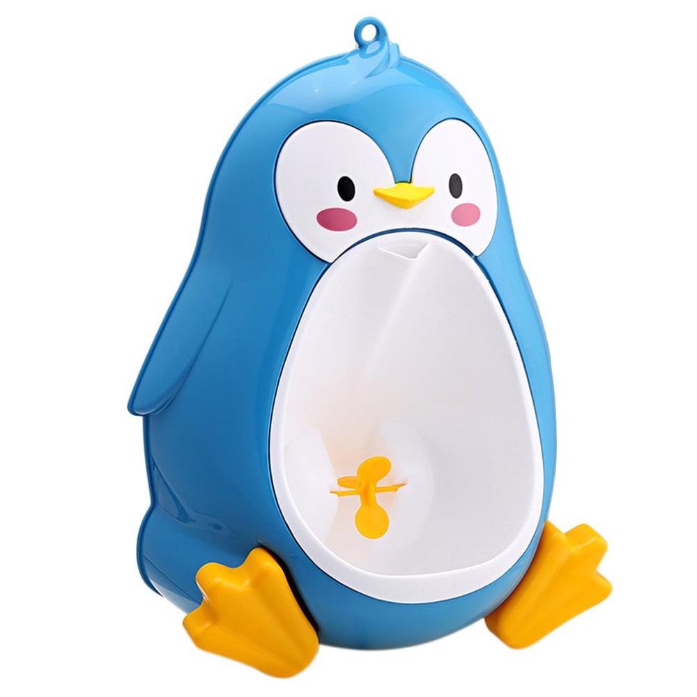 Tegneserie sød pingvin potte urinal toilet stående urinal badeværelse børn tisse træner til 8 måneder  to 6 år gamle drenge: Blå