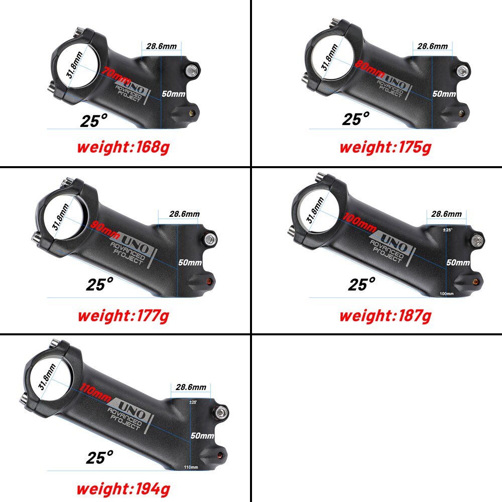 UNO 25 stopni Droga mostek rowerowy kierownica mtb trzon wspornik rowerowy Handlear pion stop 31.8mm 70/80/90/100/110mm części robić roweru górskiego