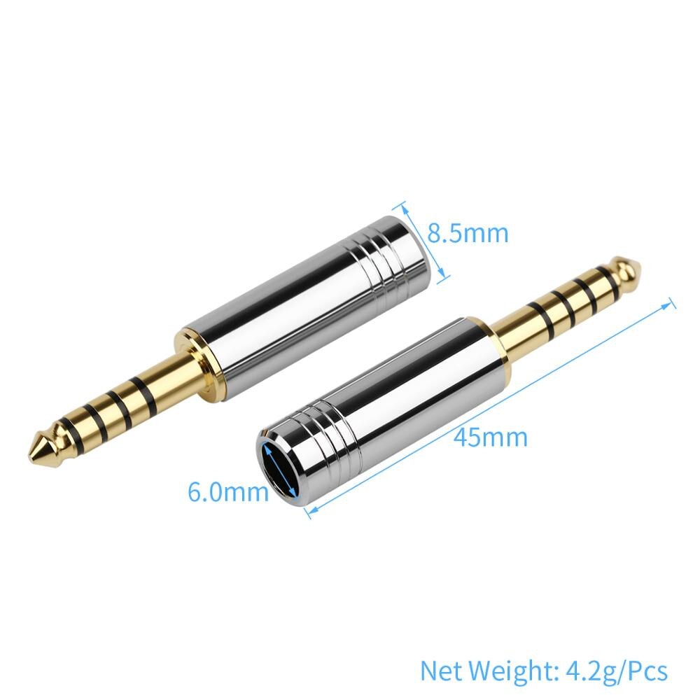 4,4mm 5 Pol Ausgewogene Stecker Vergoldet Kupfer Audio Jack Helle Shell Metall Adapter Hifi Kopfhörer Stecker Kopfhörer Draht stecker