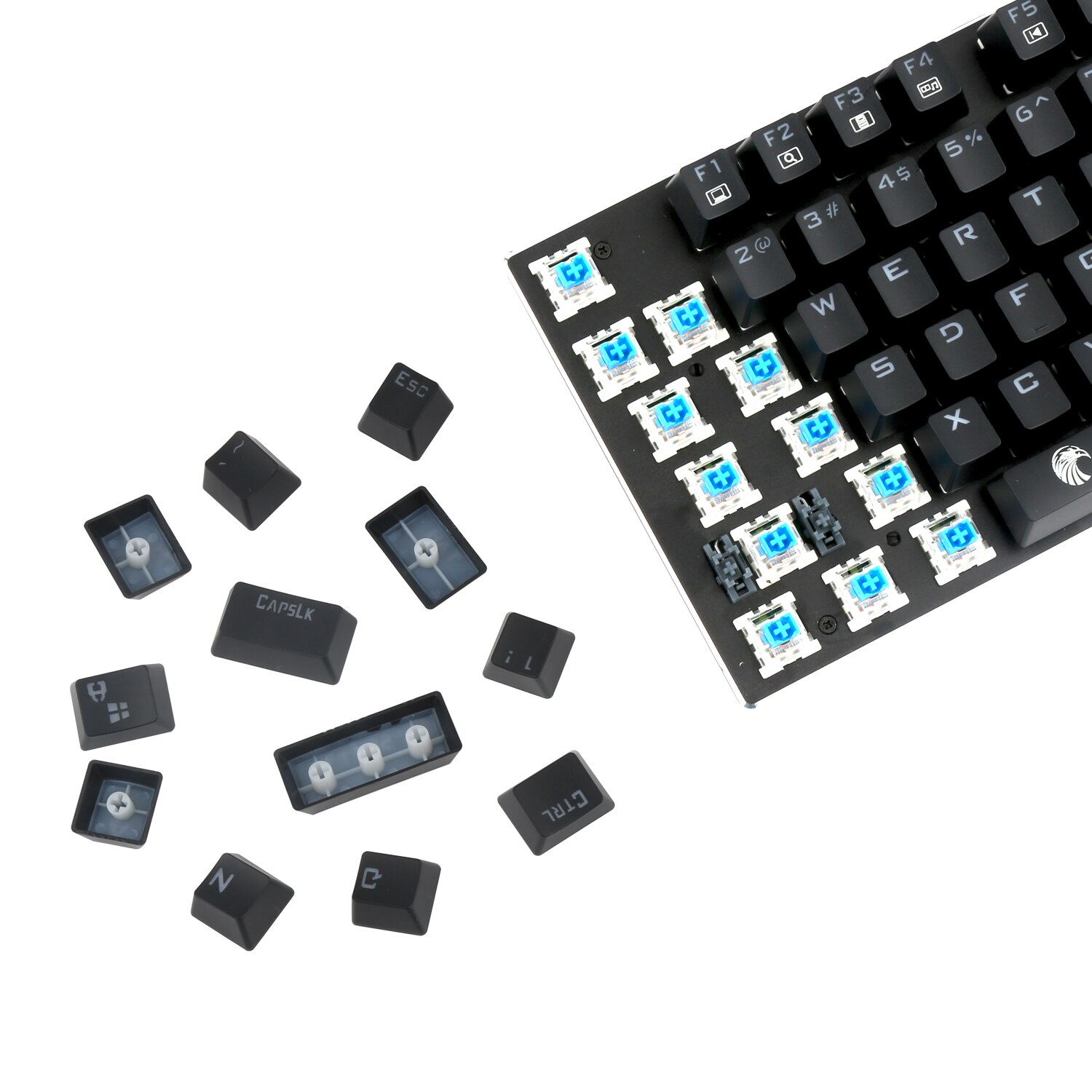 Mechanisch gamingtoetsenbord e-element  z88 met blauwe schakelaars, cyaan led-achtergrondverlichting, waterbestendig, compact, 81 toetsen, anti-ghost, zwart
