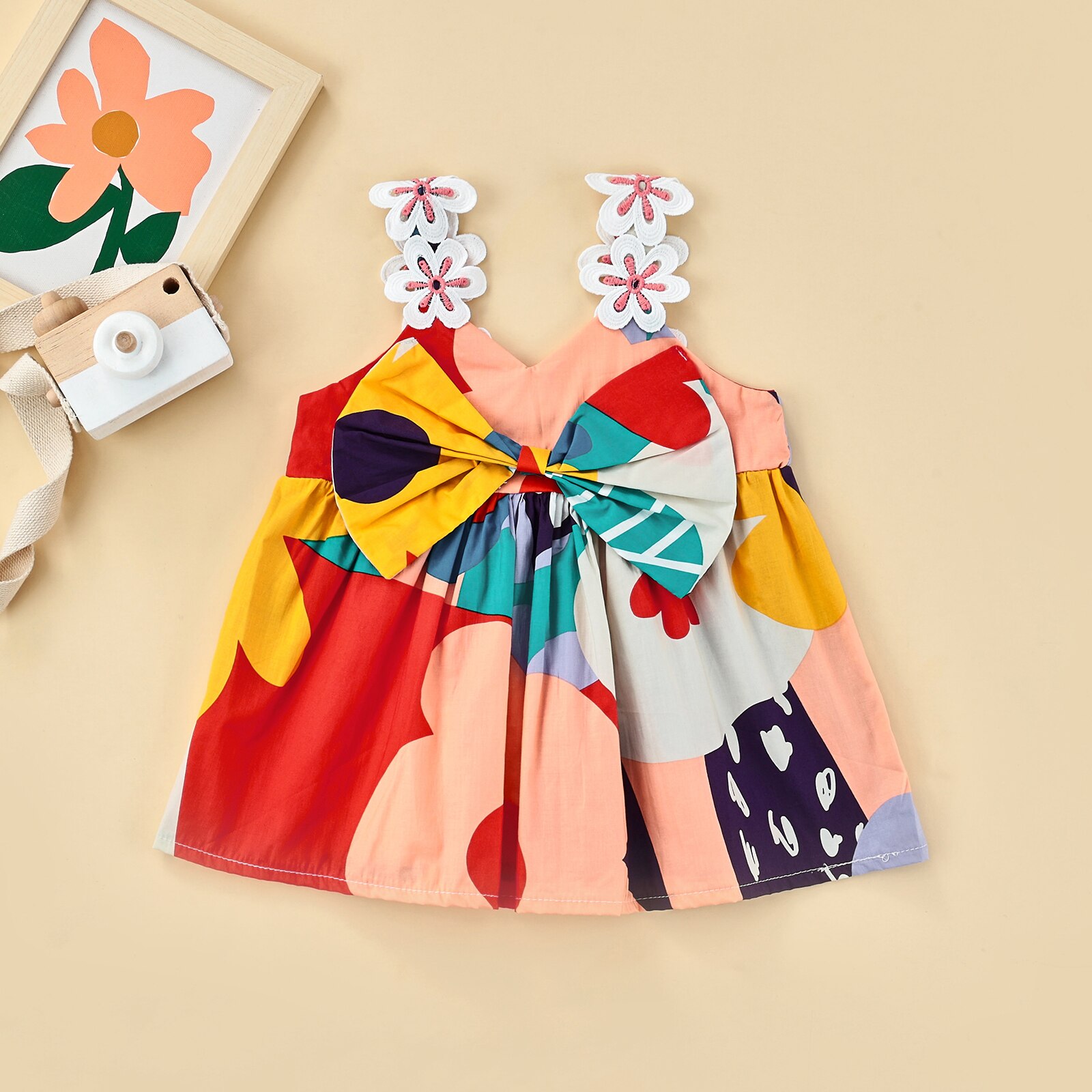 Vêtements d'été pour bébés filles, jolie robe de plage en coton imprimé Floral, sans manches, à bretelles, tenue de princesse