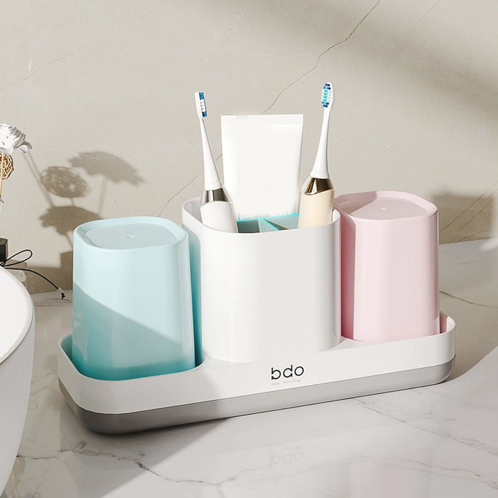 Wielofunkcyjny Prosty Zestaw Uchwytów na Szczoteczki robić Zębów Ociekacz Antypoślizgowy Stojak robić Przechowywania Szczoteczek Plastikowy Stojak na Kubki robić Mycia Łazienka
