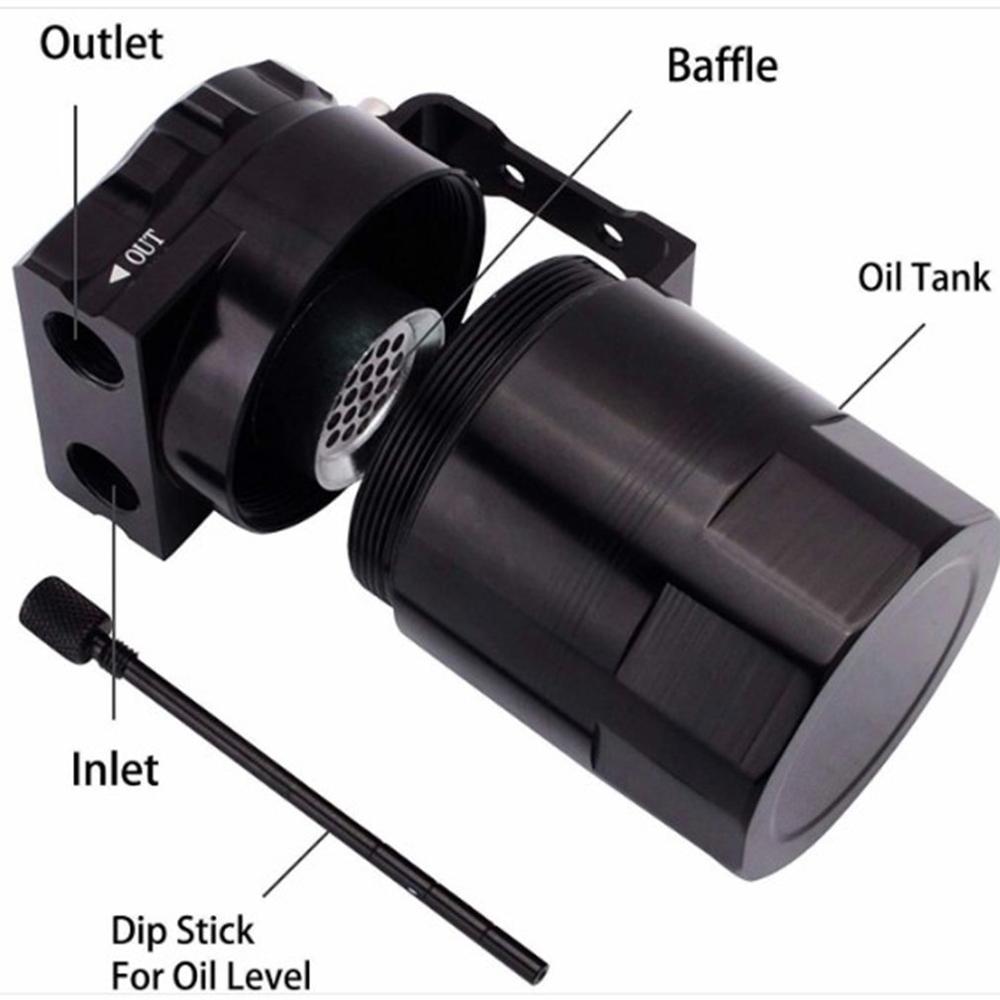 Universal Car Oil Tank Set Oil Storage Tank 300ml With Vented Aluminum Compact Double Cylinder Polished Baffle