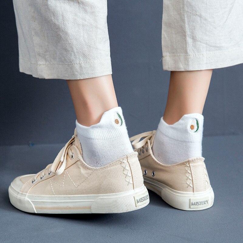 Cartoon Embroidery Fruit Ankle Socks Women Cotton white Short Socks Female Casual Summer Thin Boat Socks Hipster