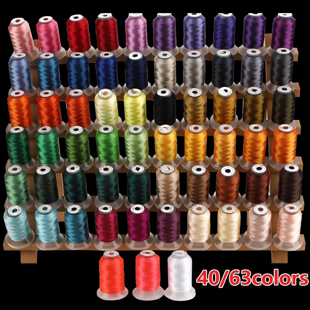 40/63 Brother Colors Polyester Embroidery Machine Thread Kit 40 Weight for Brother Babylock Embroidery and Sewing Machines