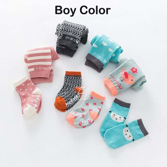 2Pcs/Set Boys Girl Harem Leggings Pants Sock Sets Cotton Cartoon Monkey Rabbit Ladybird Trousers Baby Pants Autumn Kids Clothing: Boy Design / 12M