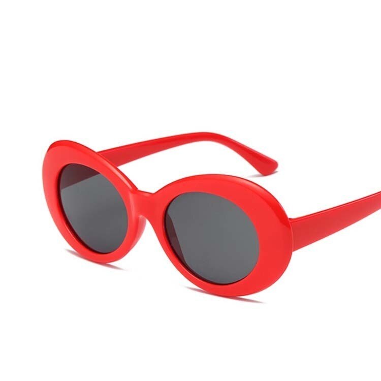 Mærke vintage ovale solbriller kvinder retro klare linse briller runde solbriller til kvindelige damer oculos de sol: Rødgrå