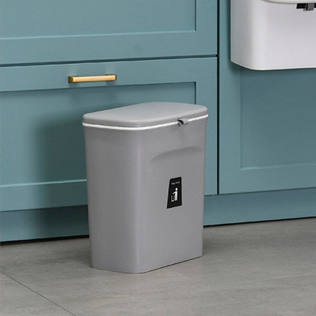 Household Home Trash Can for Kitchen Cabinet Door Wall Mount Waste Rubbish Bin: Grey