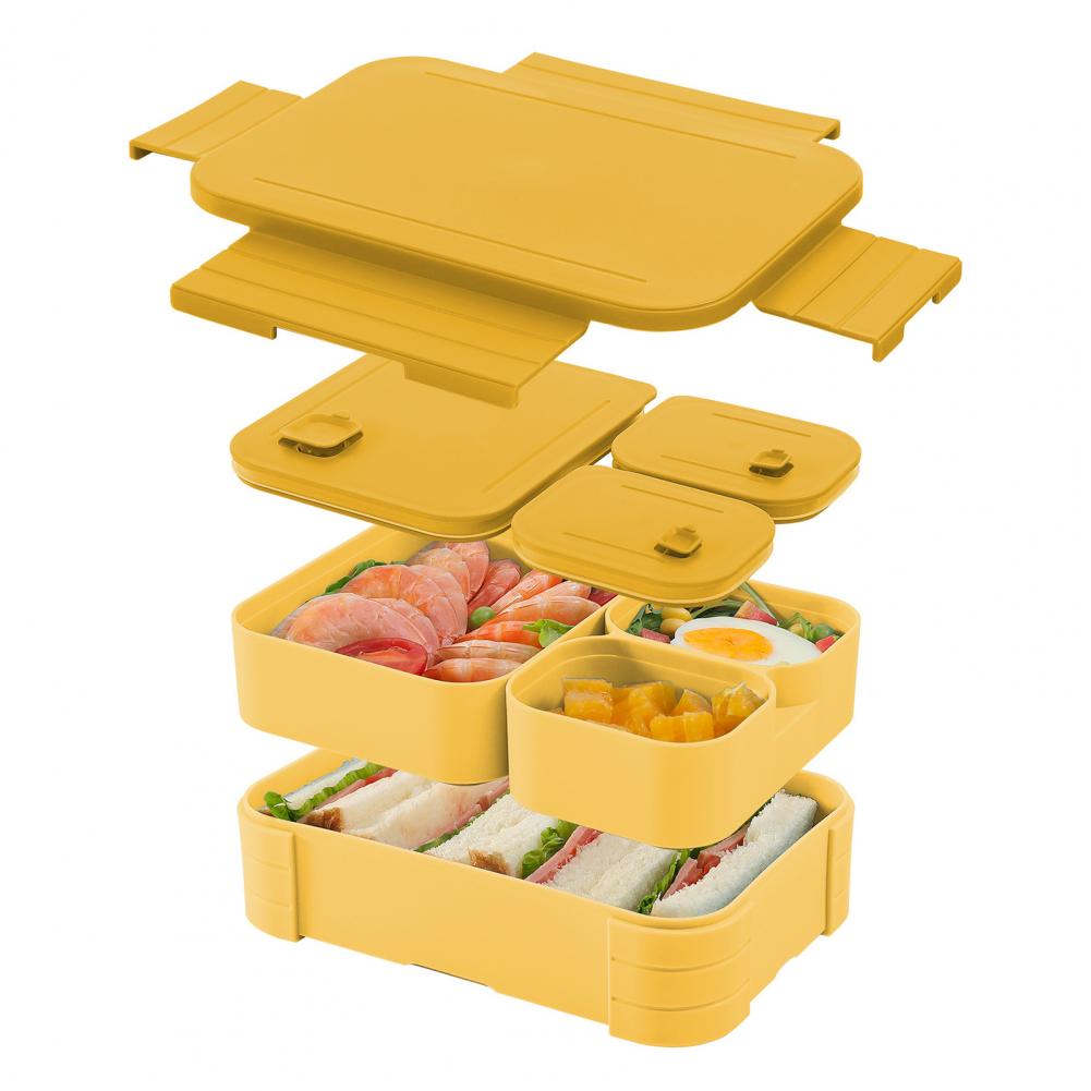 Lunch Box Leak Proof Bpa-free Bento Lunch Box for Adults Kids Multi-compartment Meal Planning Container for Work: YELLOW