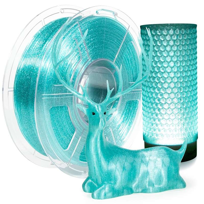 Glitter Clear PETG Filament 1.75mm,Sparkle Shiny Galaxy Transparent PETG Filament 1kg, Rainbow/Blue/Green/Blue-purple/Grey: WHITE