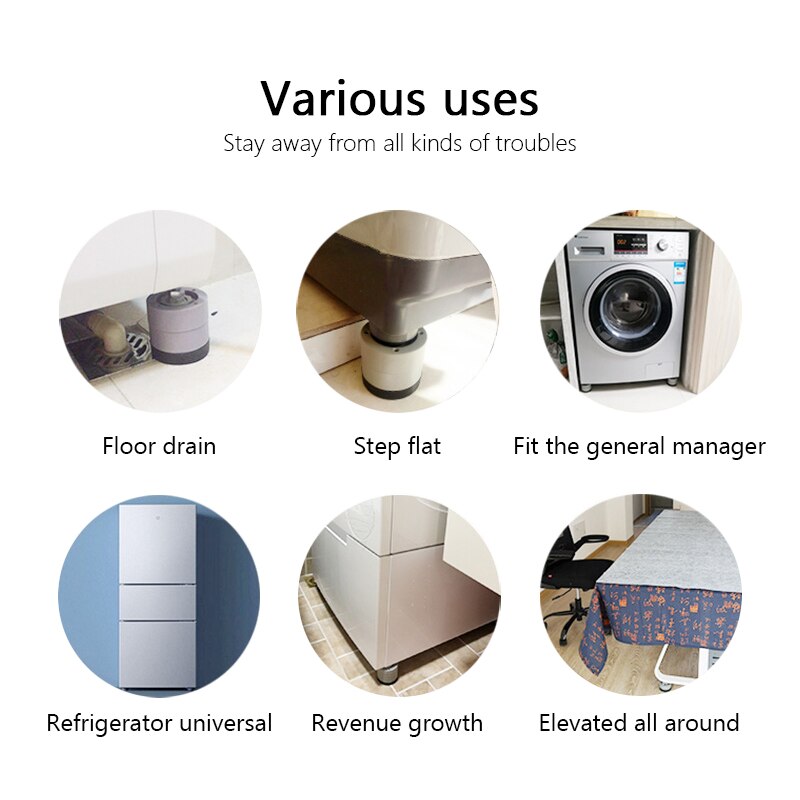 4Pcs Universal Anti-Vibration Feet Pads Washing Machine Rubber Mat Anti-Vibration Pad Dryer Refrigerator Base Fixed Non-Slip Pad
