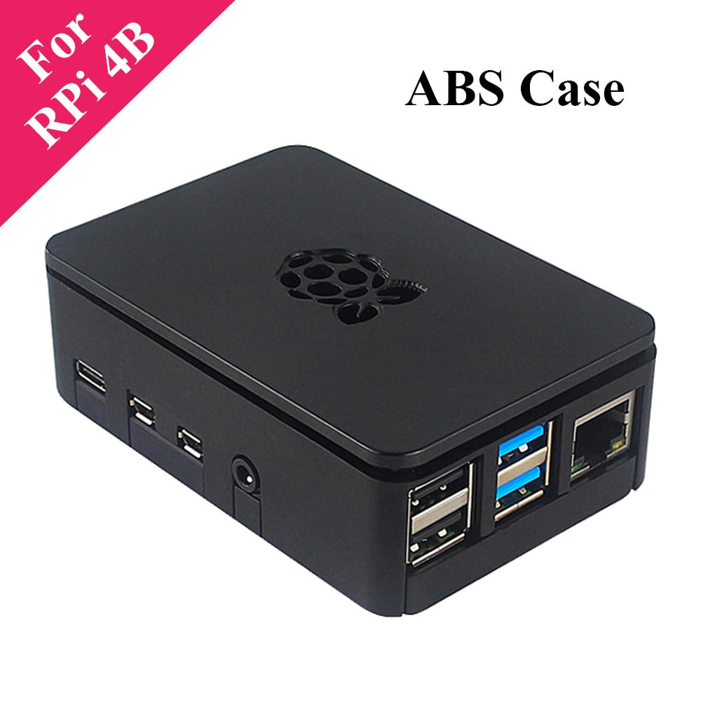 Raspberry Pi 4 ABS Case Raspberry Pi 4 Model B Pi 4B Case Black Box Shell Enclosure support Cooling Fan Aluminum Heat Sink