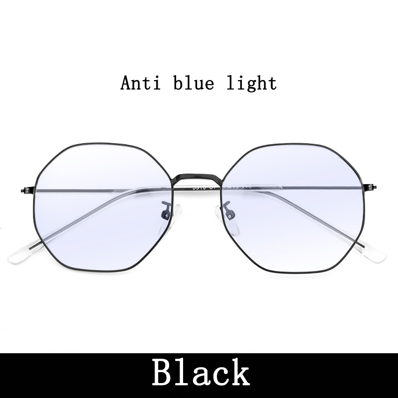 Polygon anti blå lys briller unisex hip hop almindelige briller til mænd kvinder metal ramme briller til bryllupsfest briller: Blå lys sort