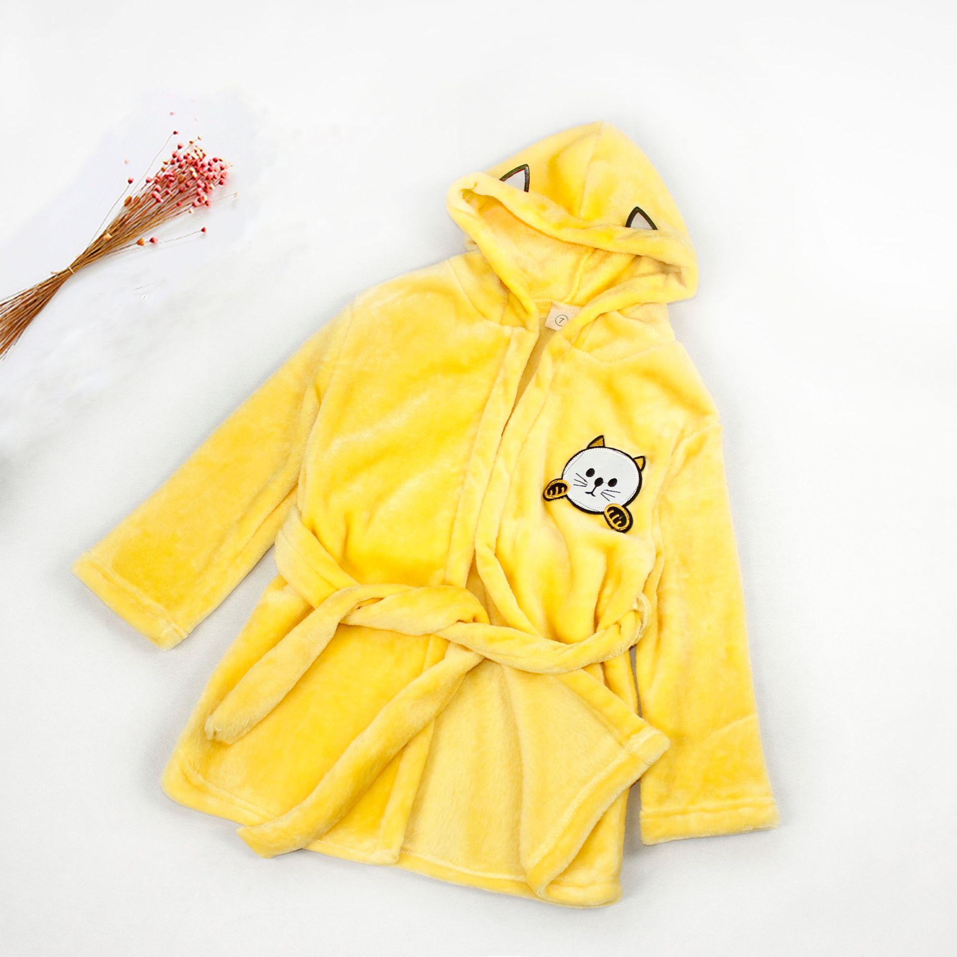 Girls autumn and winter cute cartoon pajamas home service girls nightdress nightgown girl baby lace hooded warm pajamas