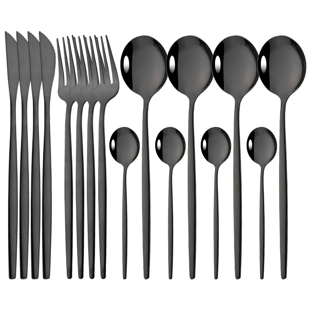 16 Stuks Roze Goud Servies Servies Set Spiegel Roestvrij Stalen Bestek Keukenmes Vork Lepel Restaurant Bruiloft Bestek Set: GRIJS