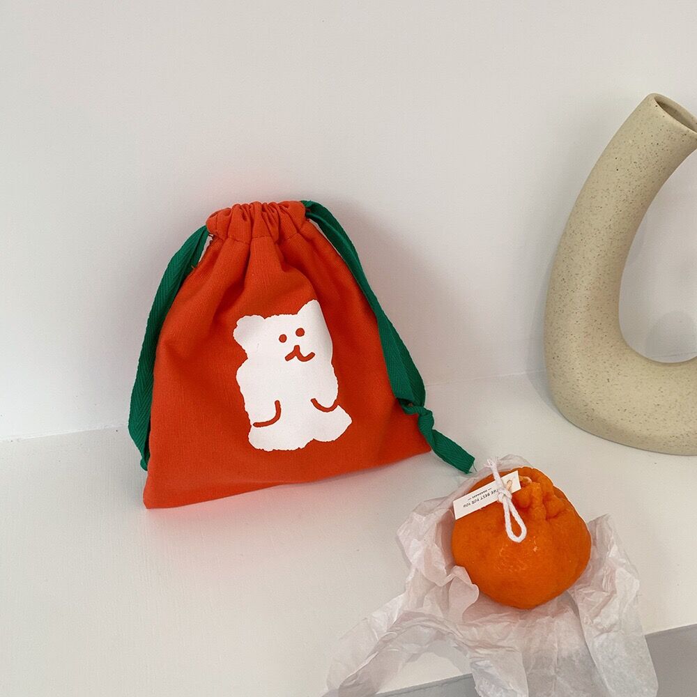 Bentoy Milkjoy, sacoche ours sourire coréen de chien, mignon sac de rangement à domicile, étui cosmétiques pour filles, sacs avec support de lavage: red