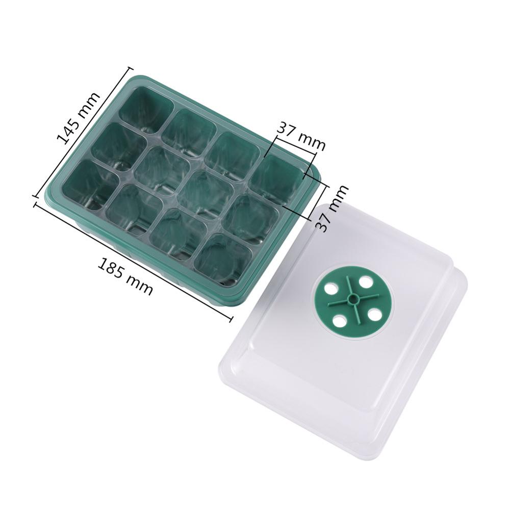 Bandeja semillero de 12 orificios para cultivo de plantas, maceta, germinación de semillas, Vivero, caja con tapa, jardín, balcón, 5 unidades