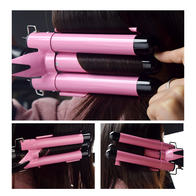 Plancha rizadora de pelo , rizador de pelo de triple barril de cerámica, herramientas de estilismo, ondulador de pelo
