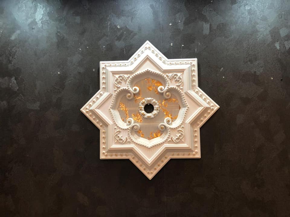 Decogold 60 * 60 cm star Palace ceiling accessory white gold decorative ceiling made in turkey