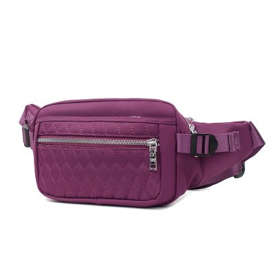 Sac banane à carreaux à la taille pour femmes, sacoche ceinture, sacoche ceinture, en Nylon, pour porte-monnaie Mobile,: Purple