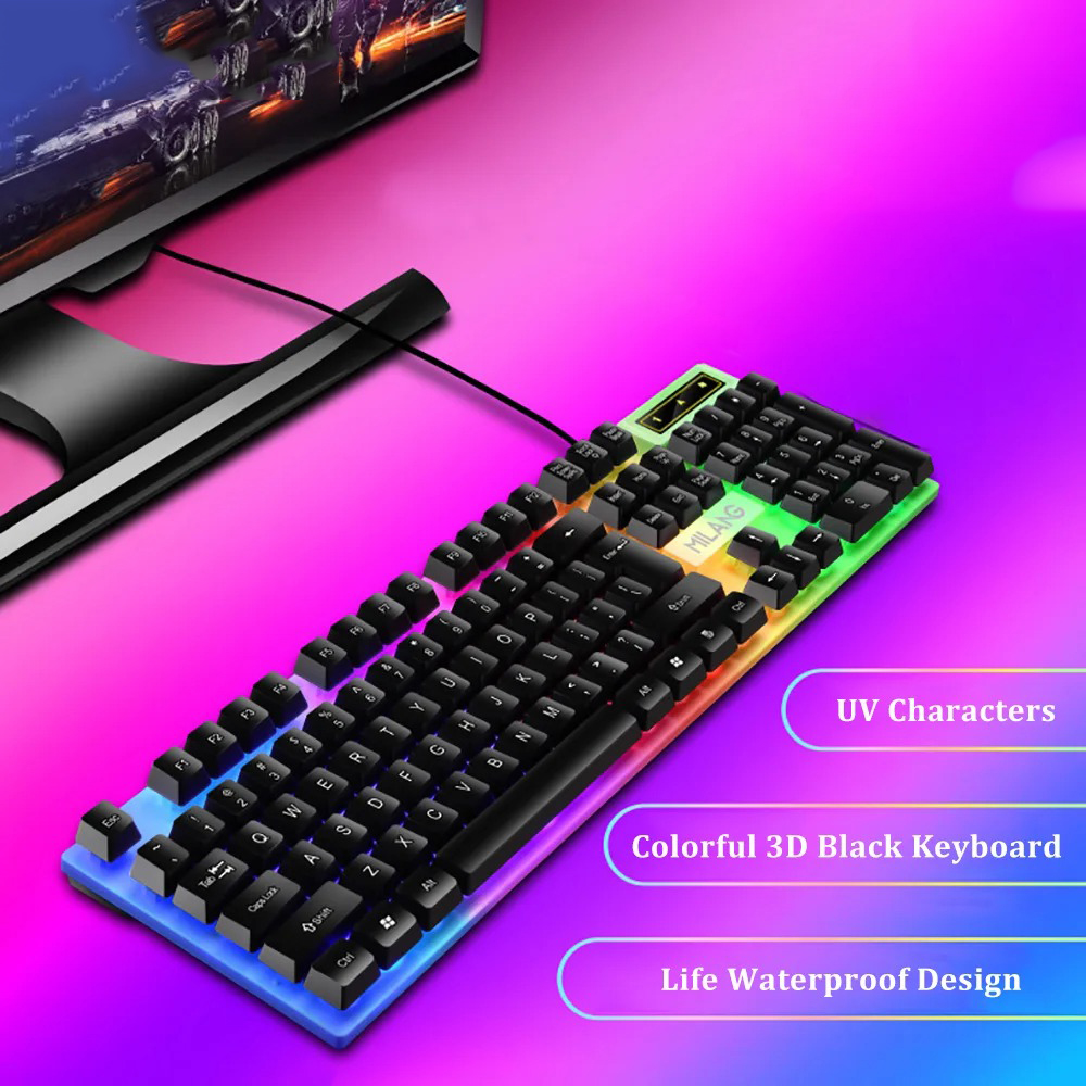 Bedraad Mechanisch Toetsenbord 104 Toetsen Zwevende Knop Regenboog Backlight Gaming Toetsenbord Kantoor Voor Laptop Pc Accessoires
