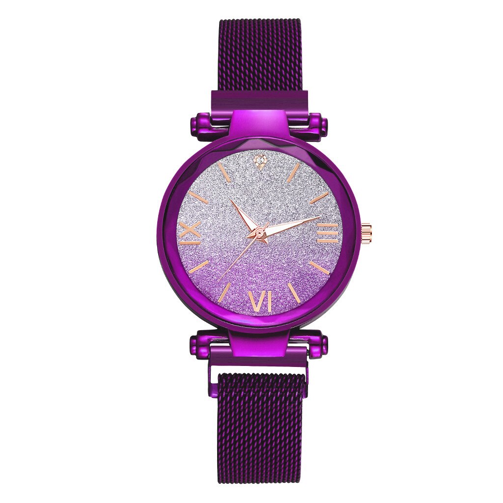 romantic sky watch women mesh steel strap ladies watch Magnet Buckle zegarek damski montre femme: Purple
