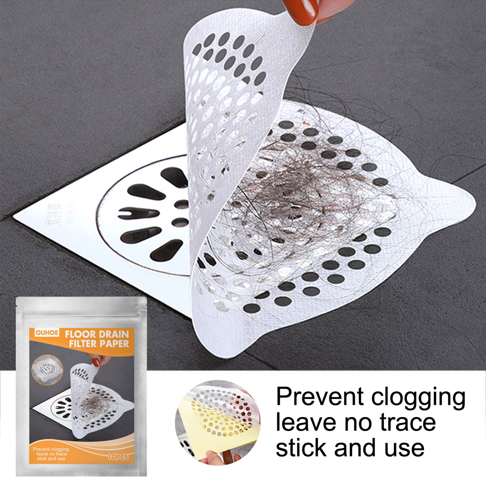 Rejilla desechable para drenaje de ducha, accesorio para el pelo, uso más higiénico y práctico, protección para alcantarillado, paquete de 10/50 unidades