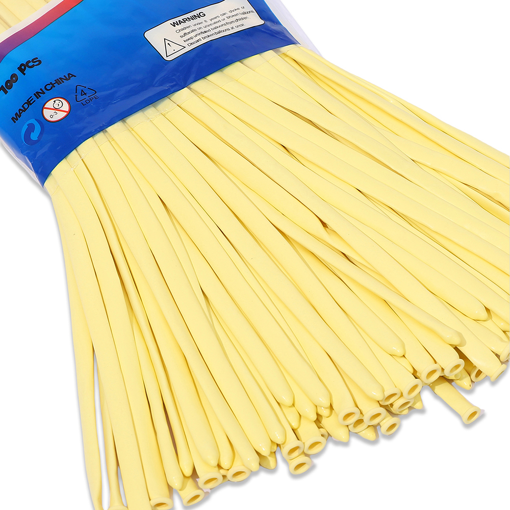 Kit de ballons magiques colorés, 100 pièces, longs ballons en Latex pour attacher des animaux, fête d'anniversaire, mariage, , jouets pour enfants,: YELLOW