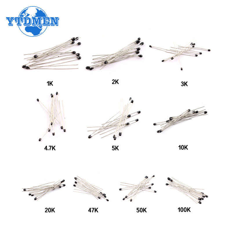 100 Stks/partij 10 Waarden Ntc Thermistor Thermische Weerstand Kit NTC-MF52AT Weerstanden Set 1K 2K 3K 4.7K 5K 10K 20K 47K 50K 100K 5% 3950B
