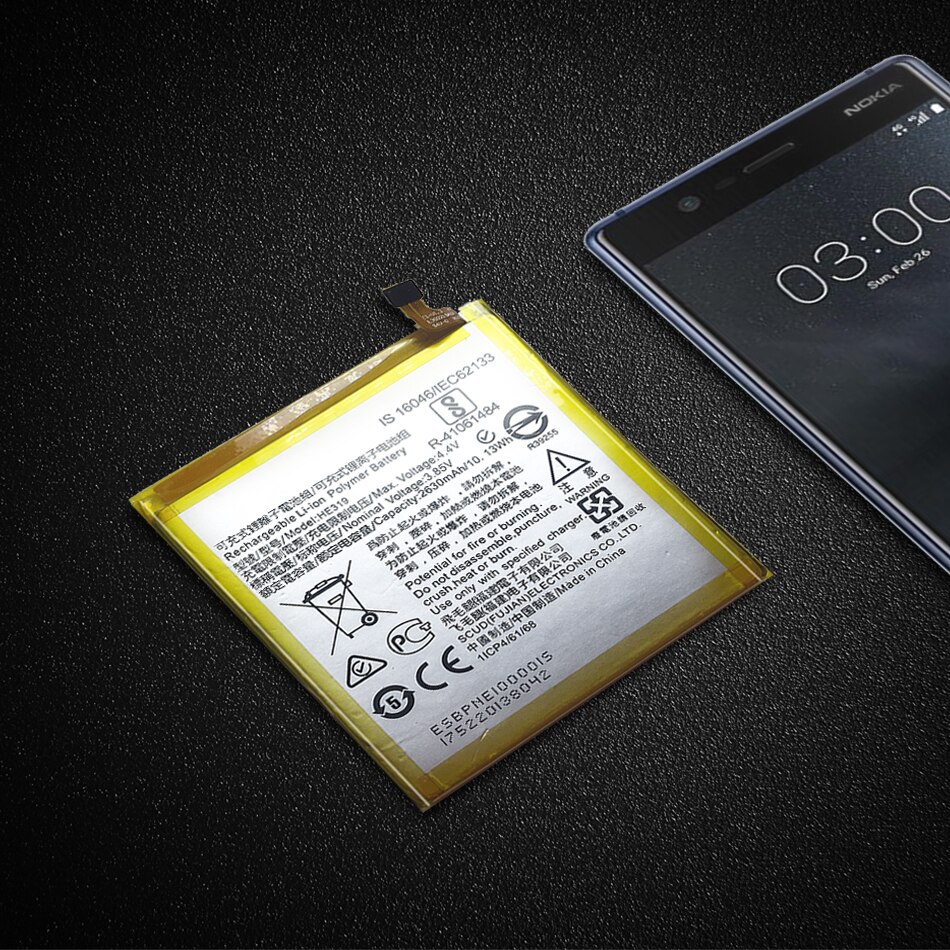 Polymer Li-ion Battery For Nokia 3 Nokia3 TA-1020 1028 1032 1038 Replacement Battery HE319 2630mAh
