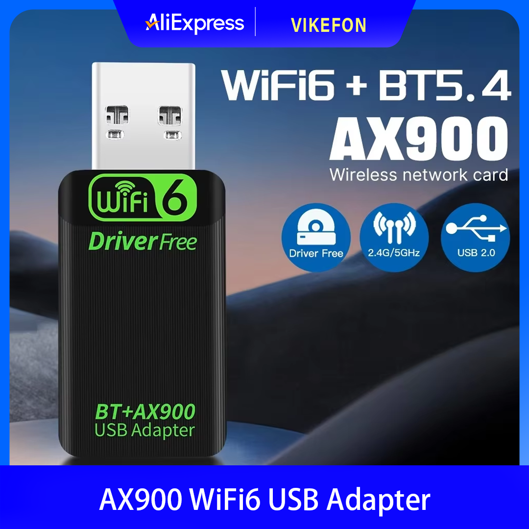 Adaptador ax900 wi-fi 6 usb bluetooth 5.4 banda dupla 2.4g e 5 ghz 2 em 1 dongle receptor de rede sem fio wlan usb driver grátis para windows 10