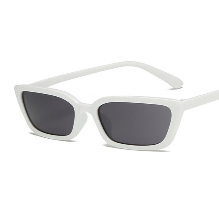 Gafas de sol cuadradas de de de lujo de de gafas triangulares estrechas pequeñas gafas de sol Vintage para mujer: White Gray