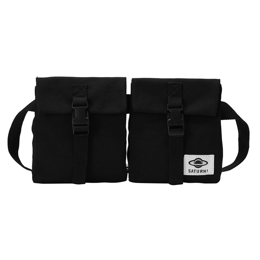 Riñonera de lona Unisex para el pecho, bolso de viaje desmontable para ir de compras, bandolera de hombro, decoración: Black