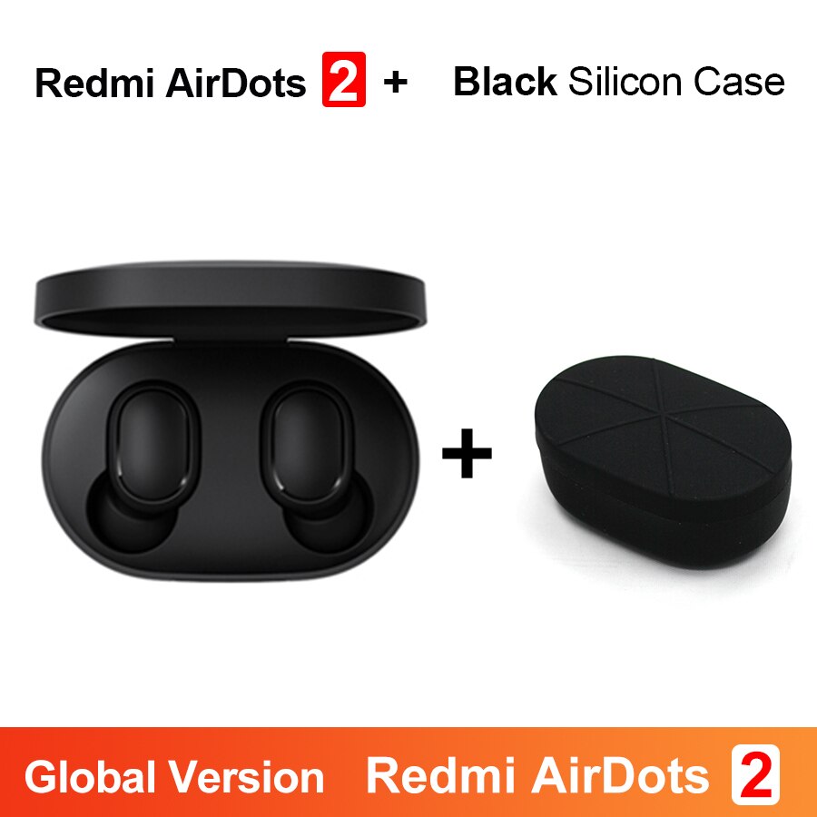 Original Xiaomi Redmi Airdots 2 TWS Bluetooth Earphone Stereo bass BT 5.0 Eeadphones AI Control With Mic Handsfree Earbuds: GB N Black Case