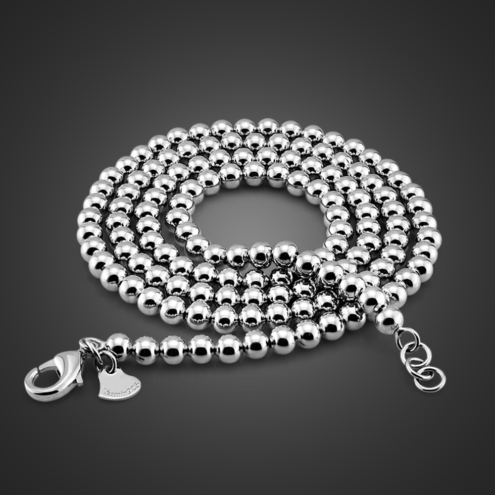 Minimalism 100% 925 Sterling Silver Ball Necklace Pendant Man /Woman Bead Chain Choker 18 -36 inches 4/5/6//8/10MM