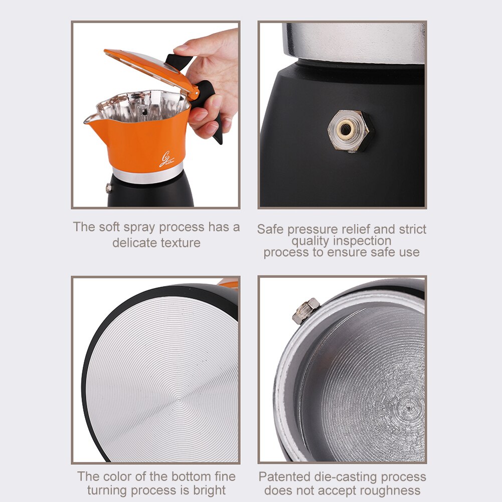 150ml 300ml Stovetop Espresso Maker Moka Pot Classic Italian Coffee Maker Aluminum Barista Coffee Brewing Kettle Accessories