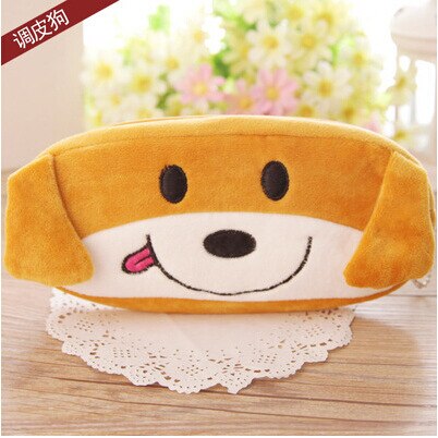 FUDEAM Soft Plush Cartoon Women Long Coin Purse Cute Zipper Girl School Stationery Pencil Case Usb Cable Storage Bag Key Wallet: Dog