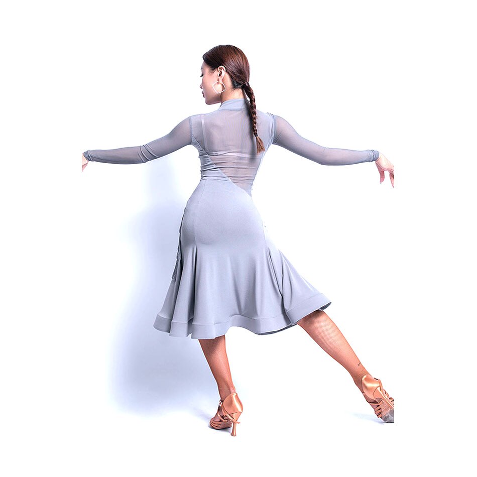Latein tanzen Kleid Frauen sehen-throught Patchwork Kleid für Ballsaal Samba Tango chacha Tanzen Performamnce L9584