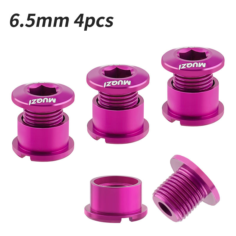 MUQZI 4/5PCS Kettingblad Bouten Enkele Dubbele Kettingblad Schroeven Mountain Road MTB Crank Bouten 6.5/8.5mm: Paars